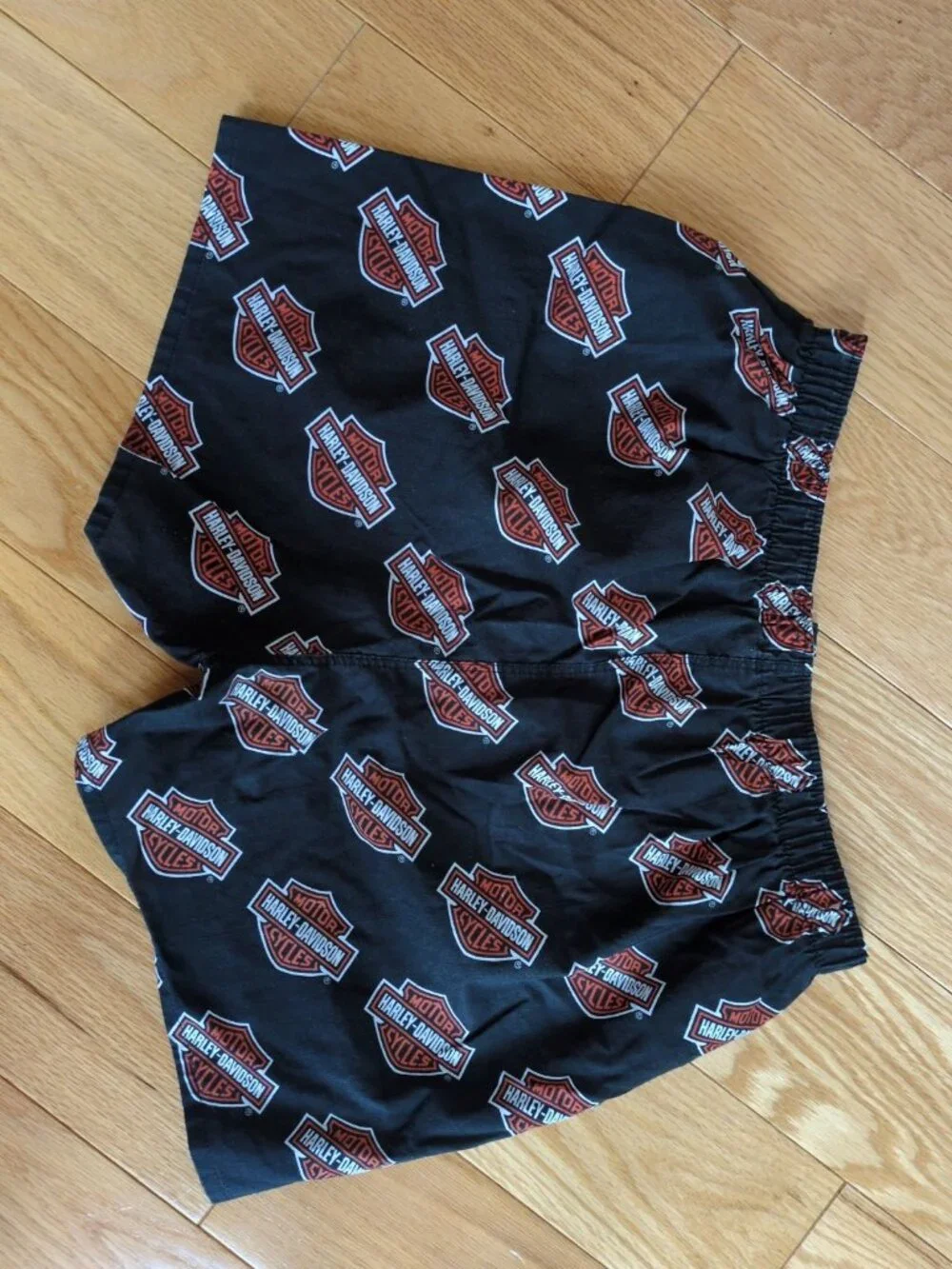 Harley Davidson VTG USA Black Orange Boxers Shorts Mens Size XL - Bar & Shield